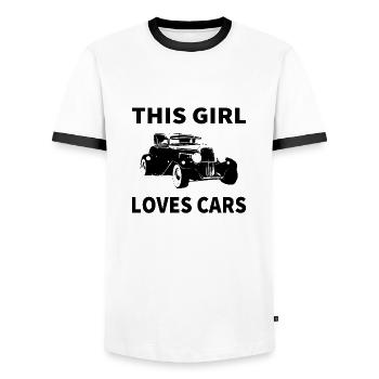 Voiture - T-shirt contrasté Homme - blanc/noir - Devant - AI Model Female 172 light (172cm) & AI Model Male 178 dark (178cm)