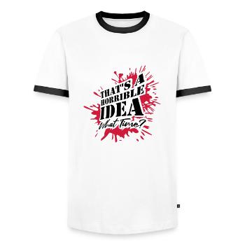 Thats a horrible Idea - Men's Ringer Shirt - white/black - Front - AI Model Female 172 light (172cm) & AI Model Male 178 dark (178cm)
