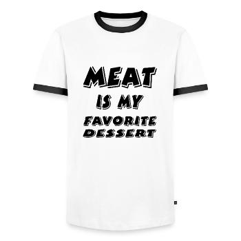Meat - Men's Ringer Shirt - white/black - Front - AI Model Female 172 light (172cm) & AI Model Male 178 dark (178cm)