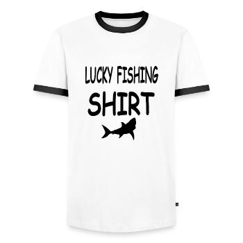 Pêche - T-shirt contrasté Homme - blanc/noir - Devant - AI Model Female 172 light (172cm) & AI Model Male 178 dark (178cm)