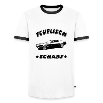 Auto - Männer Kontrast-T-Shirt - Weiß/Schwarz - Vorne - AI Model Female 172 light (172cm) & AI Model Male 178 dark (178cm)