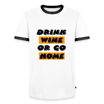 Wine - Men's Ringer Shirt - white/black - Front - AI Model Female 172 light (172cm) & AI Model Male 178 dark (178cm)