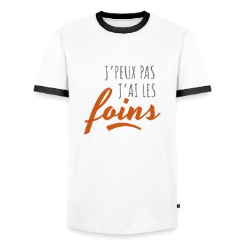 J'peux pas j'ai les foins - T-shirt contrasté Homme - blanc/noir - Devant - AI Model Female 172 light (172cm) & AI Model Male 178 dark (178cm)