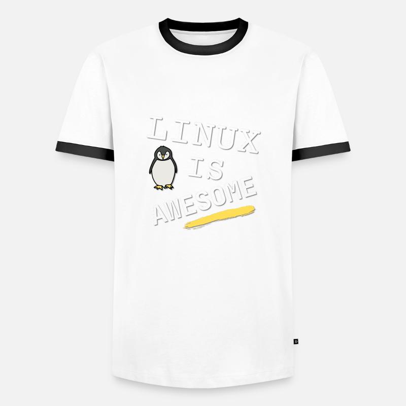 Linux is awesome - - Männer Kontrast-T-Shirt - Weiß/Schwarz