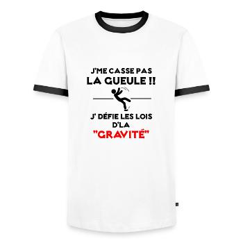 gravité - T-shirt contrasté Homme - blanc/noir - Devant - AI Model Female 172 light (172cm) & AI Model Male 178 dark (178cm)