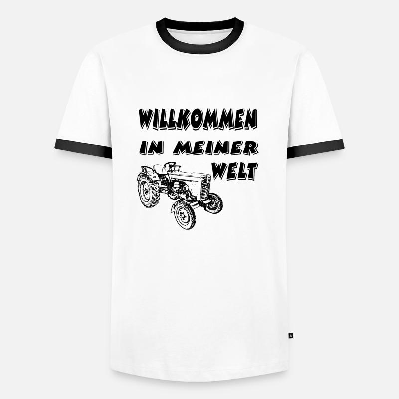 Traktor - Männer Kontrast-T-Shirt - Weiß/Schwarz