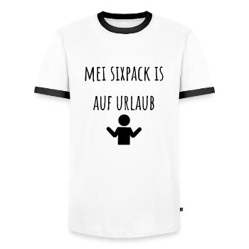 Mei Sixpack is auf Urlaub - Männer Kontrast-T-Shirt - Weiß/Schwarz - Vorne - AI Model Female 172 light (172cm) & AI Model Male 178 dark (178cm)