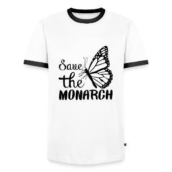 Save The Monarch - Men's Ringer Shirt - white/black - Front - AI Model Female 172 light (172cm) & AI Model Male 178 dark (178cm)