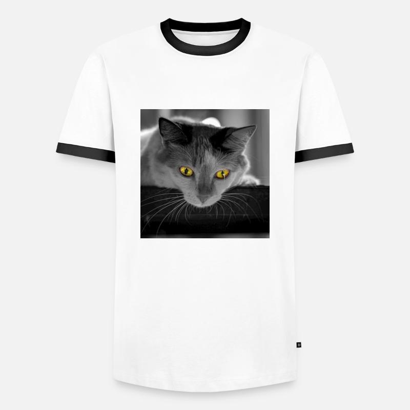 Die Katze - Männer Kontrast-T-Shirt - Weiß/Schwarz
