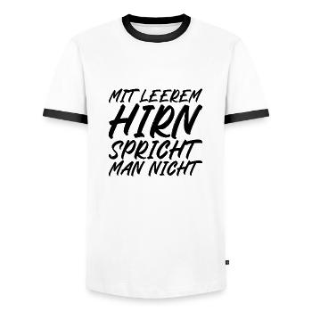 Mit leerem Hirn spricht man nicht - Männer Kontrast-T-Shirt - Weiß/Schwarz - Vorne - AI Model Female 172 light (172cm) & AI Model Male 178 dark (178cm)