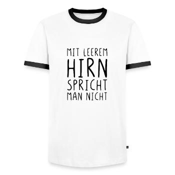 Mit leerem Hirn spricht man nicht - Männer Kontrast-T-Shirt - Weiß/Schwarz - Vorne - AI Model Female 172 light (172cm) & AI Model Male 178 dark (178cm)