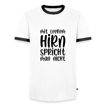 Mit leerem Hirn spricht man nicht - Männer Kontrast-T-Shirt - Weiß/Schwarz - Vorne - AI Model Female 172 light (172cm) & AI Model Male 178 dark (178cm)