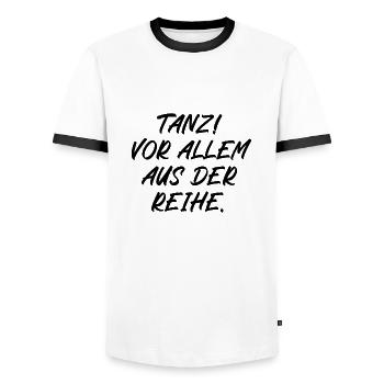 Tanz vor allem aus der Reihe - Männer Kontrast-T-Shirt - Weiß/Schwarz - Vorne - AI Model Female 172 light (172cm) & AI Model Male 178 dark (178cm)