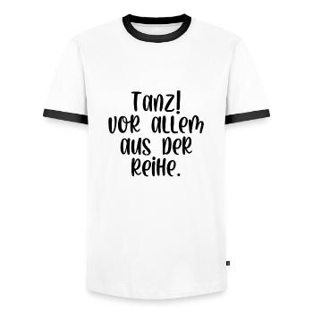 Tanz vor allem aus der Reihe - Männer Kontrast-T-Shirt - Weiß/Schwarz - Vorne - AI Model Female 172 light (172cm) & AI Model Male 178 dark (178cm)