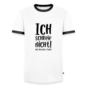 Ich schreie nicht ich bestelle Essen - Männer Kontrast-T-Shirt - Weiß/Schwarz - Vorne - AI Model Female 172 light (172cm) & AI Model Male 178 dark (178cm)