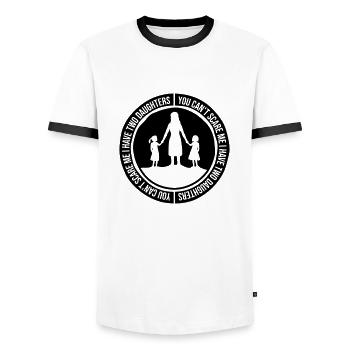 J’ai deux filles - T-shirt contrasté Homme - blanc/noir - Devant - AI Model Female 172 light (172cm) & AI Model Male 178 dark (178cm)