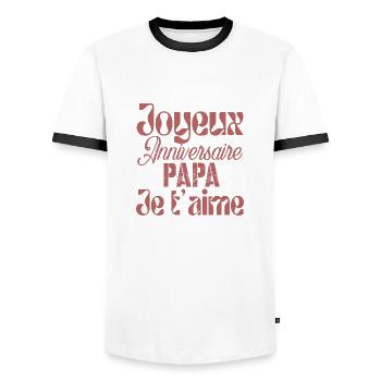 Joyeux anniversaire papa je t'aime - T-shirt contrasté Homme - blanc/noir - Devant - AI Model Female 172 light (172cm) & AI Model Male 178 dark (178cm)