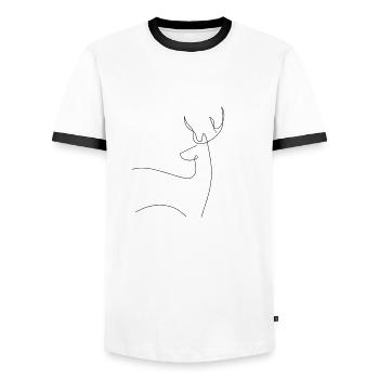 Deer - Men's Ringer Shirt - white/black - Front - AI Model Female 172 light (172cm) & AI Model Male 178 dark (178cm)