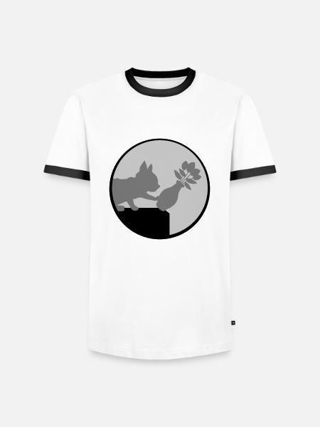 Flower vase falls down cat - Men's Ringer Shirt - white/black