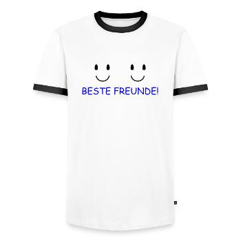 Beste Freunde - Männer Kontrast-T-Shirt - Weiß/Schwarz - Vorne - AI Model Female 172 light (172cm) & AI Model Male 178 dark (178cm)