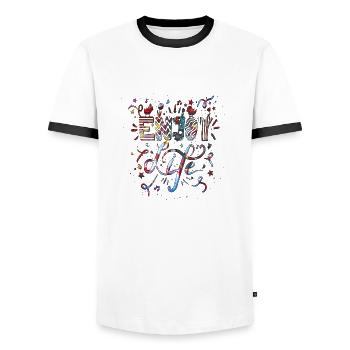 Think outside the box positive thoughts happy - Men's Ringer Shirt - white/black - Front - AI Model Female 172 light (172cm) & AI Model Male 178 dark (178cm)