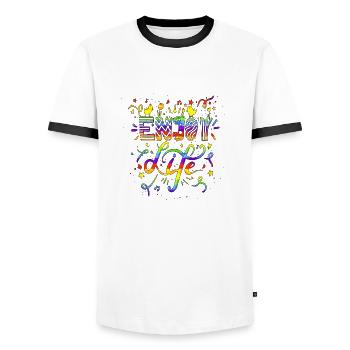 Think outside the box positive thoughts happy - Men's Ringer Shirt - white/black - Front - AI Model Female 172 light (172cm) & AI Model Male 178 dark (178cm)