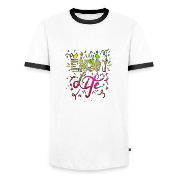 Think outside the box positive thoughts happy - Men's Ringer Shirt - white/black - Front - AI Model Female 172 light (172cm) & AI Model Male 178 dark (178cm)