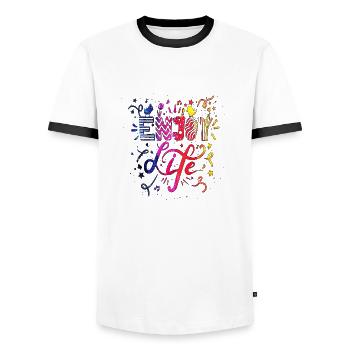 Think outside the box positive thoughts happy - Men's Ringer Shirt - white/black - Front - AI Model Female 172 light (172cm) & AI Model Male 178 dark (178cm)