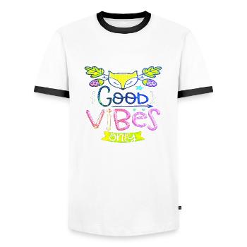 Think outside the box positive thoughts happy - Men's Ringer Shirt - white/black - Front - AI Model Female 172 light (172cm) & AI Model Male 178 dark (178cm)