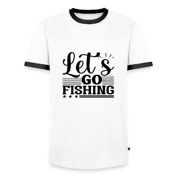Let's go Fishing - Men's Ringer Shirt - white/black - Front - AI Model Female 172 light (172cm) & AI Model Male 178 dark (178cm)