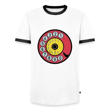 Cadran coloré Vintage Retro Phone Nostalgia - T-shirt contrasté Homme - blanc/noir - Devant - AI Model Female 172 light (172cm) & AI Model Male 178 dark (178cm)