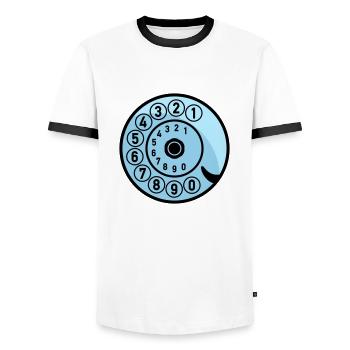 Dial Vintage Phone Call Retro Technologie - T-shirt contrasté Homme - blanc/noir - Devant - AI Model Female 172 light (172cm) & AI Model Male 178 dark (178cm)