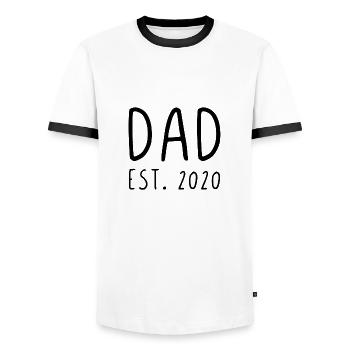 Papa est 2020 - T-shirt contrasté Homme - blanc/noir - Devant - AI Model Female 172 light (172cm) & AI Model Male 178 dark (178cm)