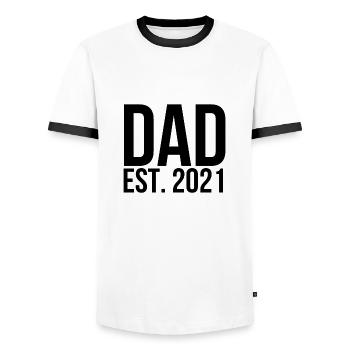 Papa est 2021 - T-shirt contrasté Homme - blanc/noir - Devant - AI Model Female 172 light (172cm) & AI Model Male 178 dark (178cm)