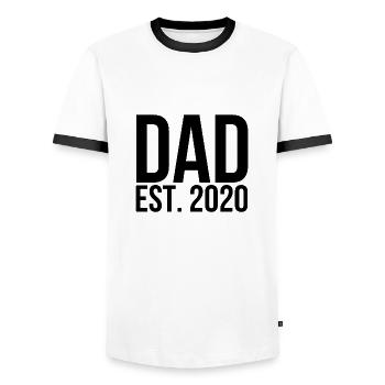 Papa est 2020 - T-shirt contrasté Homme - blanc/noir - Devant - AI Model Female 172 light (172cm) & AI Model Male 178 dark (178cm)