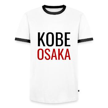 Kobe Osaka Design Japon - T-shirt contrasté Homme - blanc/noir - Devant - AI Model Female 172 light (172cm) & AI Model Male 178 dark (178cm)