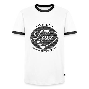 Only love can make you Happy - Männer Kontrast-T-Shirt - Weiß/Schwarz - Vorne - AI Model Female 172 light (172cm) & AI Model Male 178 dark (178cm)