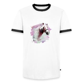 pferd,haflinger, graffiti, aquarell, pferde,bunt - Männer Kontrast-T-Shirt - Weiß/Schwarz - Vorne - AI Model Female 172 light (172cm) & AI Model Male 178 dark (178cm)