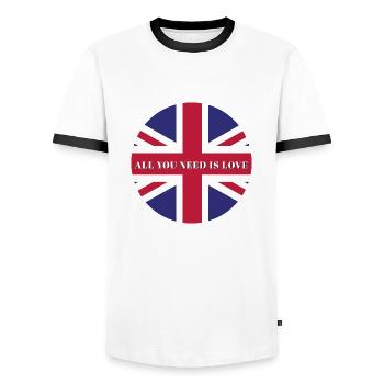 Alles, was du brauchst, ist Liebe - Männer Kontrast-T-Shirt - Weiß/Schwarz - Vorne - AI Model Female 172 light (172cm) & AI Model Male 178 dark (178cm)