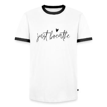 Einfach durchatmen - Männer Kontrast-T-Shirt - Weiß/Schwarz - Vorne - AI Model Female 172 light (172cm) & AI Model Male 178 dark (178cm)