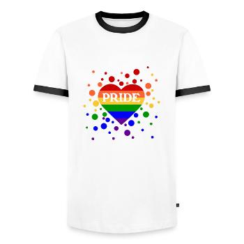 Pridedot - T-shirt contrasté Homme - blanc/noir - Devant - AI Model Female 172 light (172cm) & AI Model Male 178 dark (178cm)