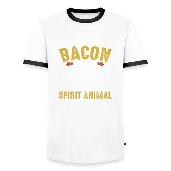 Bacon is my Spirit Animal - Men's Ringer Shirt - white/black - Front - AI Model Female 172 light (172cm) & AI Model Male 178 dark (178cm)