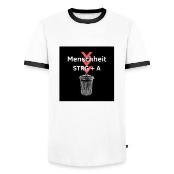 Zukunft der Menschheit - Männer Kontrast-T-Shirt - Weiß/Schwarz - Vorne - AI Model Female 172 light (172cm) & AI Model Male 178 dark (178cm)