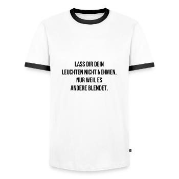 Lass dir dein leuchten nicht nehmen - Männer Kontrast-T-Shirt - Weiß/Schwarz - Vorne - AI Model Female 172 light (172cm) & AI Model Male 178 dark (178cm)