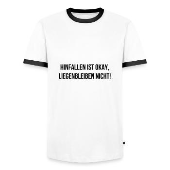 Hinfallen ist okay liegenbleiben nicht - Männer Kontrast-T-Shirt - Weiß/Schwarz - Vorne - AI Model Female 172 light (172cm) & AI Model Male 178 dark (178cm)