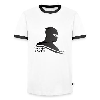 Ninja - T-shirt contrasté Homme - blanc/noir - Devant - AI Model Female 172 light (172cm) & AI Model Male 178 dark (178cm)