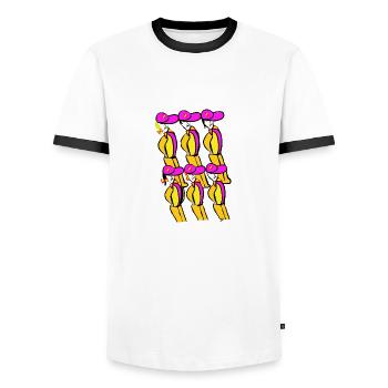 Gay Pride Day.english - Men's Ringer Shirt - white/black - Front - AI Model Female 172 light (172cm) & AI Model Male 178 dark (178cm)