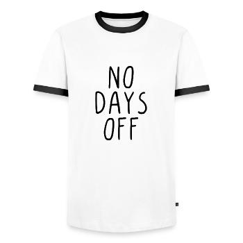 No days off - Männer Kontrast-T-Shirt - Weiß/Schwarz - Vorne - AI Model Female 172 light (172cm) & AI Model Male 178 dark (178cm)