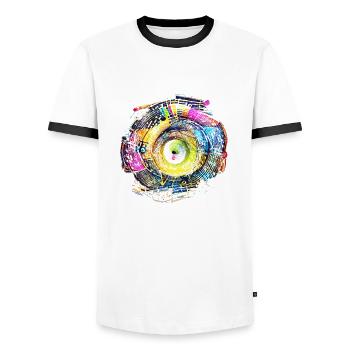 Music Circle - Men's Ringer Shirt - white/black - Front - AI Model Female 172 light (172cm) & AI Model Male 178 dark (178cm)