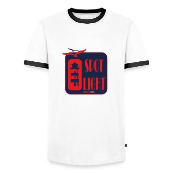 Cool Lighthouse Motif Sea Coast Beach Gift - Men's Ringer Shirt - white/black - Front - AI Model Female 172 light (172cm) & AI Model Male 178 dark (178cm)